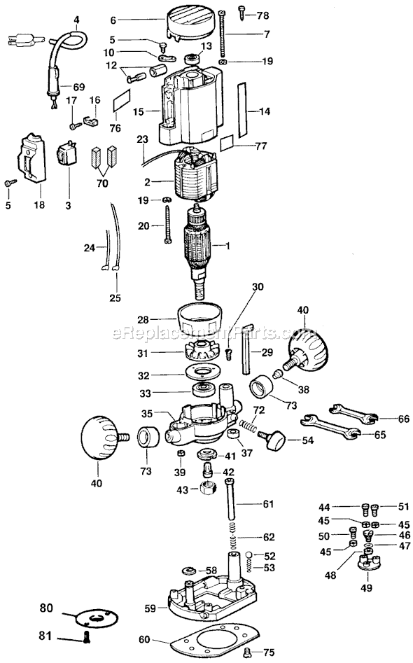 Page A Diagram and Parts List for BD6200 Type 2 Black and Decker Router